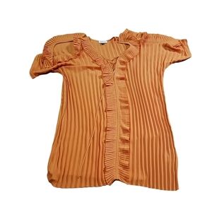 Delfi Ruffled Orange Lace Up Dress Ladies XL Pleated MUST SEE Boutique
